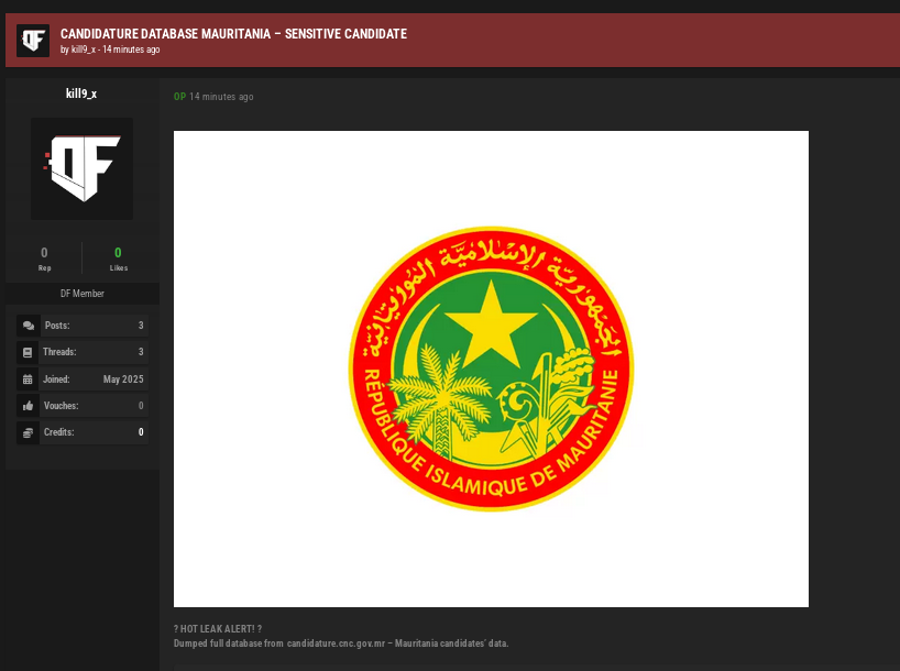 Mauritanian Government Candidate Database Leaked Online