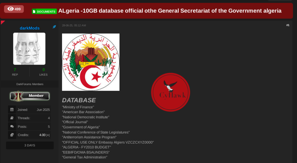 10GB Leak Reveals Algeria’s Internal State Records, Budget & Security Files