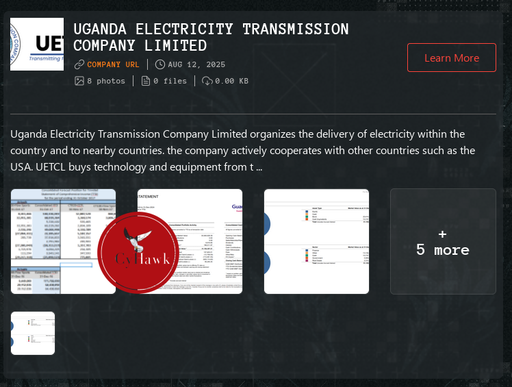 Uganda Electricity Transmission Company Allegedly Hit by Qilin Ransomware
