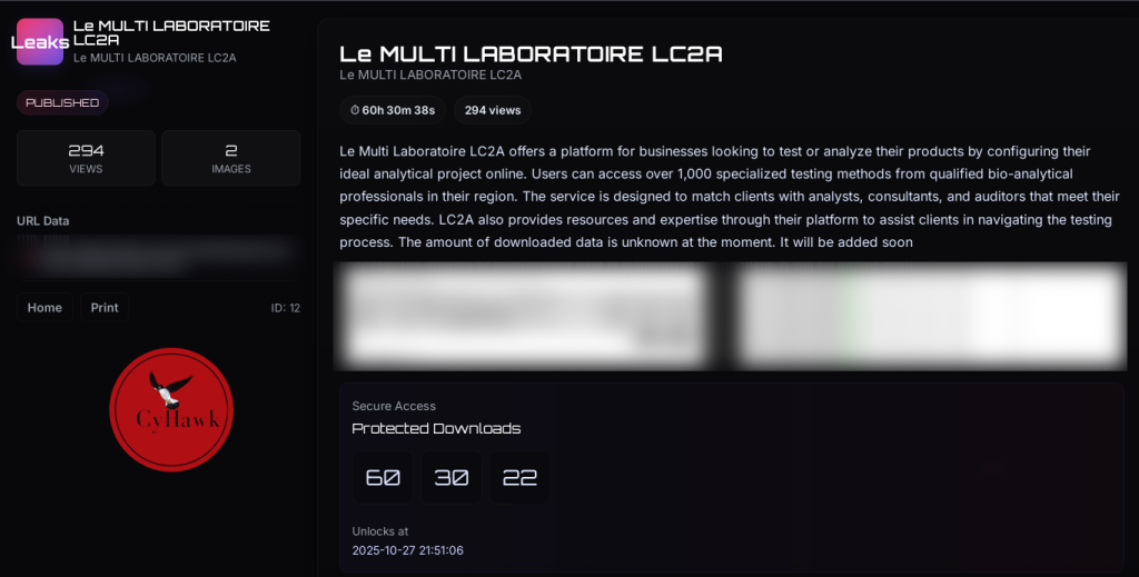 Tengu Ransomware Group Claims Breach of Moroccan Le Multi Laboratoire LC2A