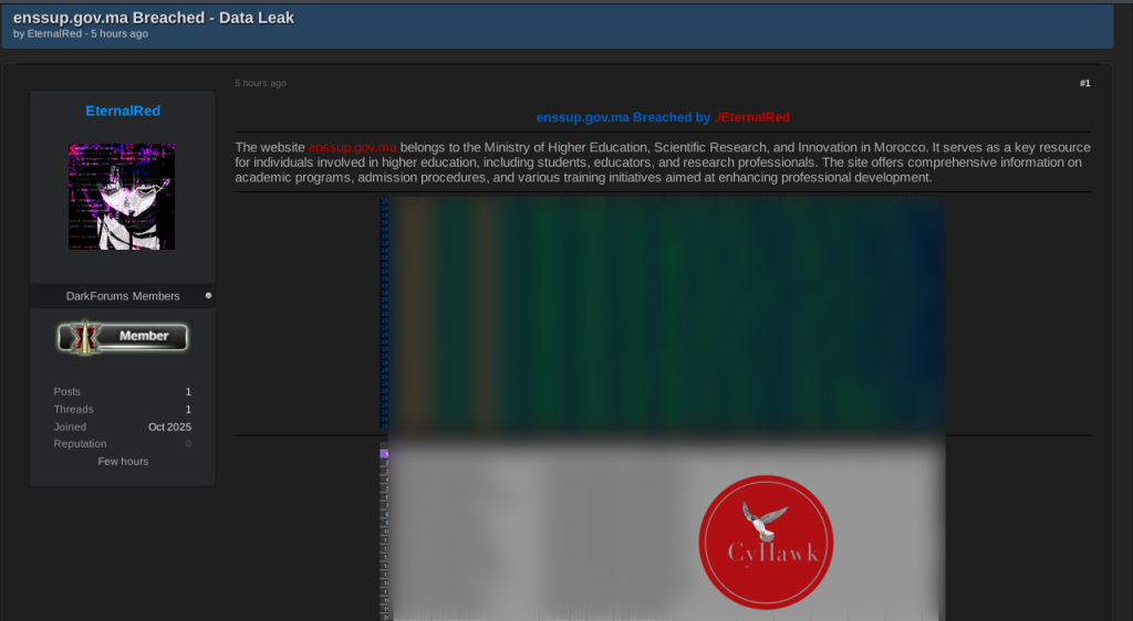 Threat Actor Publishes Alleged Student Database from Morocco’s Ministry of Higher Education